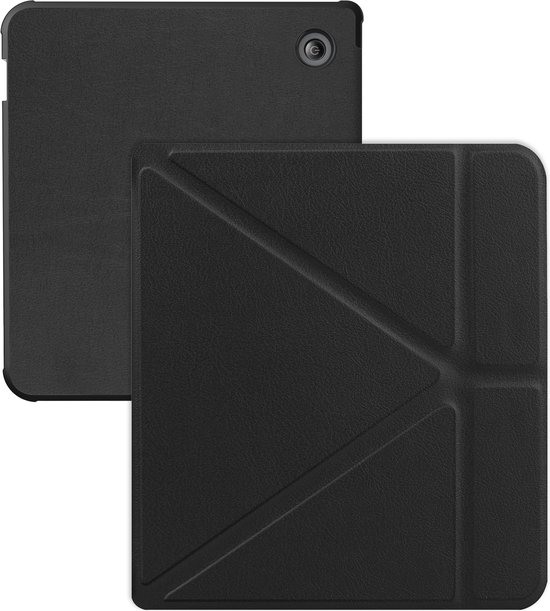 Hoes Geschikt voor Kobo Libra Colour Hoesje Bookcase Cover Hoes Trifold - Hoesje Geschikt voor Kobo Libra Colour Hoes Cover Case - Zwart van TechAccs