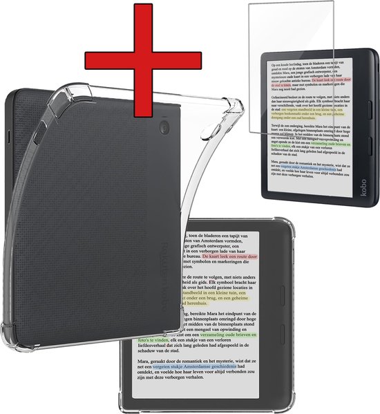 Hoes Geschikt voor Kobo Libra Colour Hoesje Siliconen Case Hoes Back Cover Met Screenprotector - Transparant van Merkloos