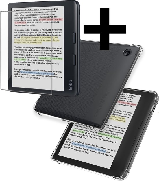 Hoes Geschikt voor Kobo Libra Colour Hoesje Siliconen Case Hoes Siliconen Back Cover Met Screenprotector - Transparant van Merkloos