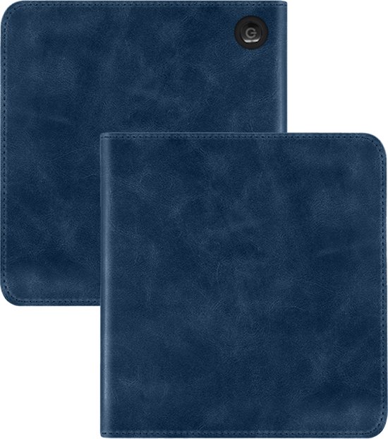 Hoes Geschikt voor Kobo Libra Colour Leren Hoesje Bookcase Cover Hoes - Hoesje Geschikt voor Kobo Libra Colour Hoes Cover Case Leer - Donkerblauw van Boekhouder