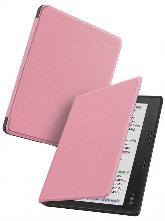 Hoes Geschikt voor Kobo Libra Colour - Luxe E-reader Bescherm Case - Hoesje Book Cover - Roze