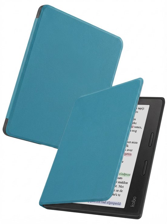 Hoes Geschikt voor Kobo Libra Colour - Luxe E-reader Bescherm Case - Hoesje Book Cover - Turquoise