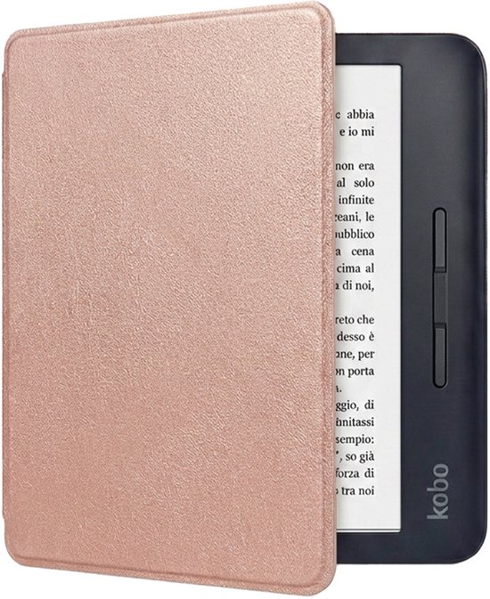 Hoes Geschikt voor Kobo Libra H2O Hoesje Bookcase Cover Book Case Hoes Sleepcover - Rosé Goud