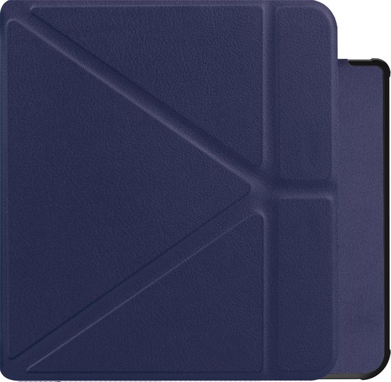 Hoes Geschikt voor Kobo Libra H2O Hoesje Bookcase Cover Book Case Hoes Sleepcover Trifold - Donkerblauw van DN-Technology.