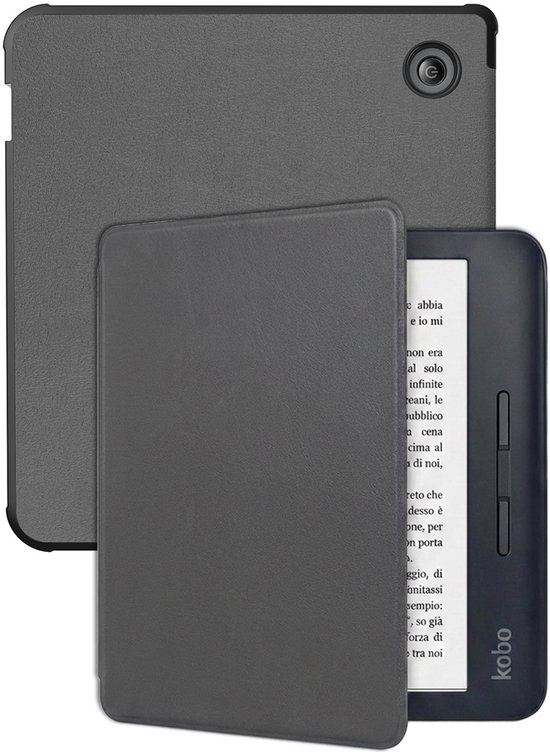 Hoes Geschikt voor Kobo Libra H2O Hoesje Bookcase Cover Hoes - Hoesje Geschikt voor Kobo Libra H2O Hoes Cover Case - Grijs