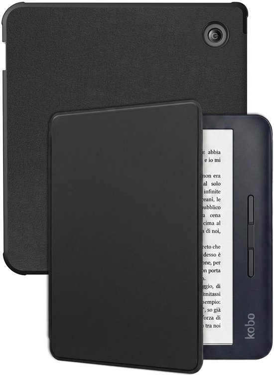 Hoes Geschikt voor Kobo Libra H2O Hoesje Bookcase Cover Hoes - Hoesje Geschikt voor Kobo Libra H2O Hoes Cover Case - Zwart