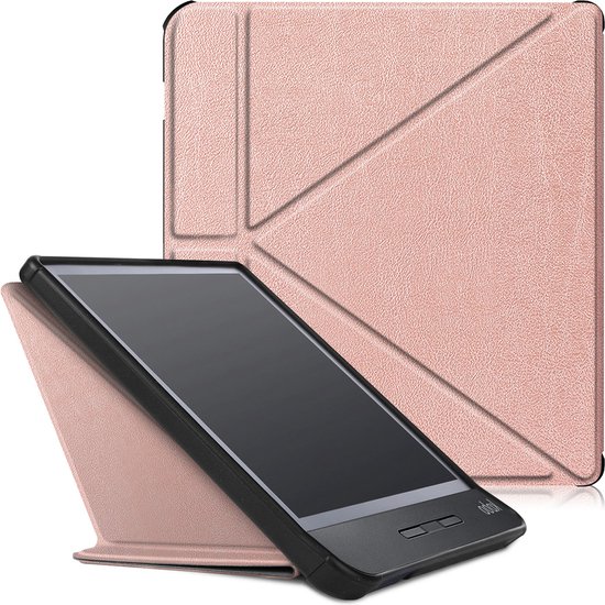 Hoes Geschikt voor Kobo Libra H2O Hoesje Bookcase Cover Hoes Trifold - Hoesje Geschikt voor Kobo Libra H2O Hoes Cover Case - Rosé Goud van RWBD.