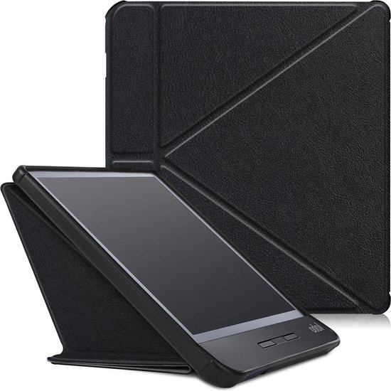 Hoes Geschikt voor Kobo Libra H2O Hoesje Bookcase Cover Hoes Trifold - Hoesje Geschikt voor Kobo Libra H2O Hoes Cover Case - Zwart van i12Cover