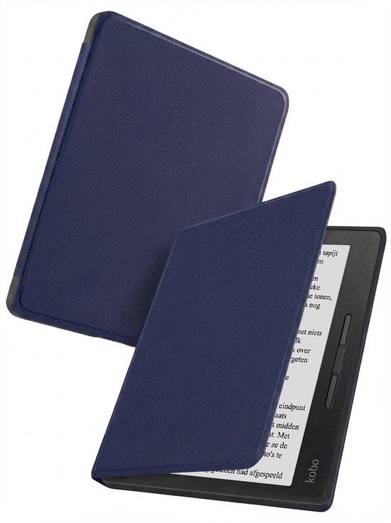 Hoes Geschikt voor Kobo Libra H2O - Luxe E-reader Bescherm Case - Hoesje Book Cover - Donkerblauw