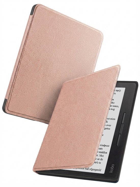 Hoes Geschikt voor Kobo Libra H2O - Luxe E-reader Bescherm Case - Hoesje Book Cover - Rosé Goud