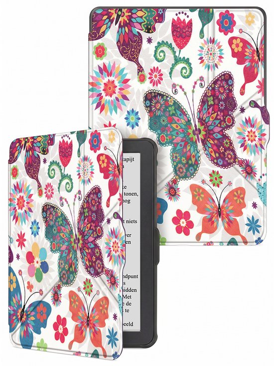 Hoes Geschikt voor Kobo Nia - E-reader Bescherm Hoesje Case Sleep Cover Trifold - Hoes Geschikt voor Kobo Nia Hoesje - Vlinders