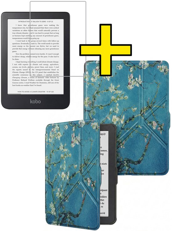 Hoes Geschikt voor Kobo Nia - E-reader Bescherm Hoesje Case Sleep Cover Trifold Met Screenprotector - Hoes Geschikt voor Kobo Nia Hoesje - Bloesem
