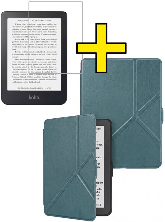 Hoes Geschikt voor Kobo Nia - E-reader Bescherm Hoesje Case Sleep Cover Trifold Met Screenprotector - Hoes Geschikt voor Kobo Nia Hoesje - Donkergroen