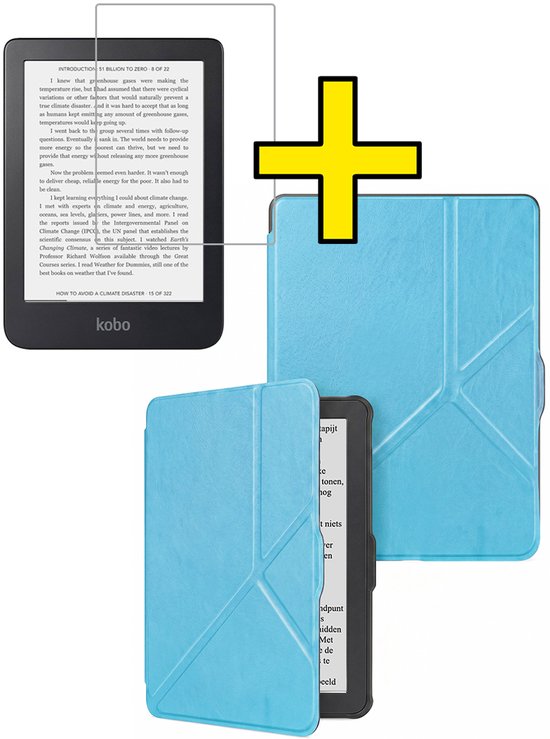 Hoes Geschikt voor Kobo Nia - E-reader Bescherm Hoesje Case Sleep Cover Trifold Met Screenprotector - Hoes Geschikt voor Kobo Nia Hoesje - Lichtblauw