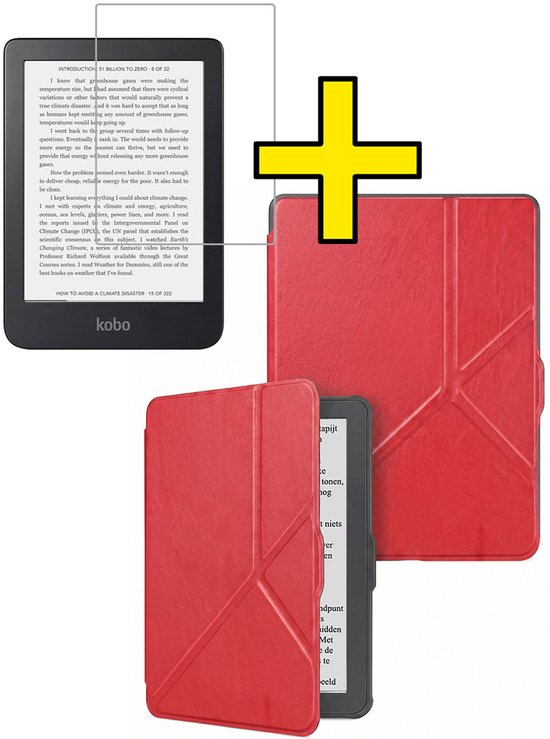 Hoes Geschikt voor Kobo Nia - E-reader Bescherm Hoesje Case Sleep Cover Trifold Met Screenprotector - Hoes Geschikt voor Kobo Nia Hoesje - Rood