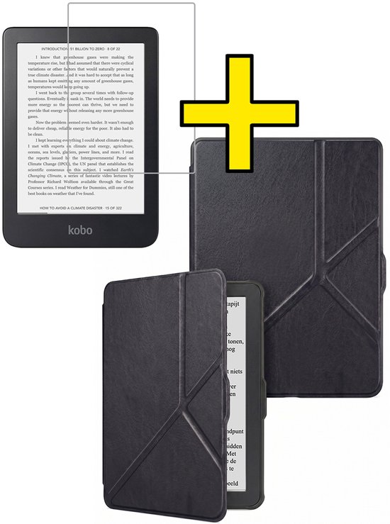 Hoes Geschikt voor Kobo Nia - E-reader Bescherm Hoesje Case Sleep Cover Trifold Met Screenprotector - Hoes Geschikt voor Kobo Nia Hoesje - Zwart