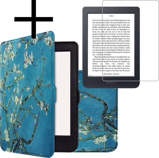 Hoes Geschikt voor Kobo Nia Hoesje Bookcase Cover Book Case Hoes Sleepcover Met Screenprotector - Bloesem van FIND 4U.