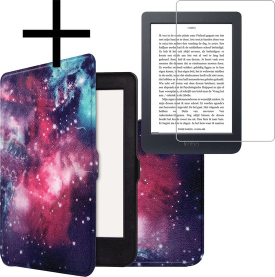 Hoes Geschikt voor Kobo Nia Hoesje Bookcase Cover Book Case Hoes Sleepcover Met Screenprotector - Galaxy van FBB