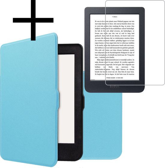 Hoes Geschikt voor Kobo Nia Hoesje Bookcase Cover Book Case Hoes Sleepcover Met Screenprotector - Lichtblauw van SmartFX