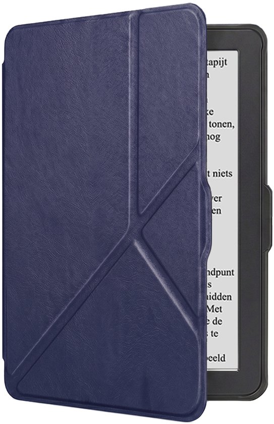 Hoes Geschikt voor Kobo Nia Hoesje Bookcase Cover Book Case Hoes Sleepcover Trifold - Donkerblauw