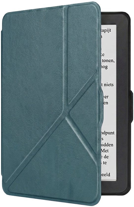 Hoes Geschikt voor Kobo Nia Hoesje Bookcase Cover Book Case Hoes Sleepcover Trifold - Donkergroen