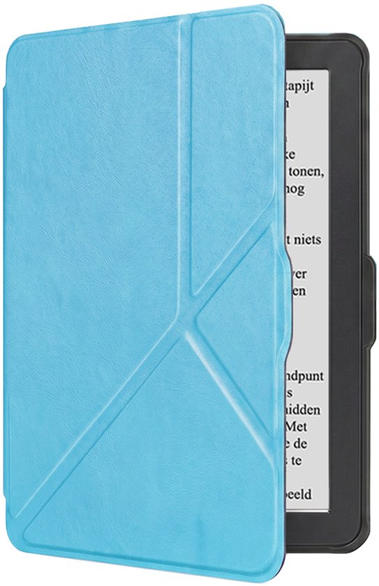 Hoes Geschikt voor Kobo Nia Hoesje Bookcase Cover Book Case Hoes Sleepcover Trifold - Lichtblauw