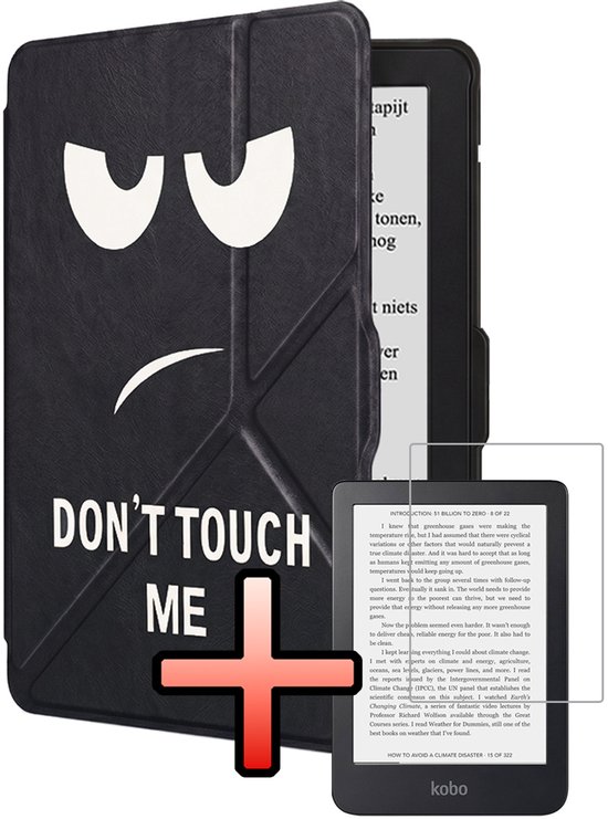 Hoes Geschikt voor Kobo Nia Hoesje Bookcase Cover Book Case Hoes Sleepcover Trifold Met Screenprotector - Don't Touch Me