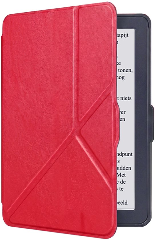 Hoes Geschikt voor Kobo Nia Hoesje Bookcase Cover Book Case Hoes Sleepcover Trifold - Rood