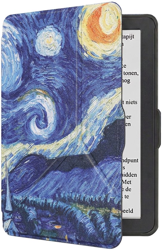 Hoes Geschikt voor Kobo Nia Hoesje Bookcase Cover Book Case Hoes Sleepcover Trifold - Sterrenhemel