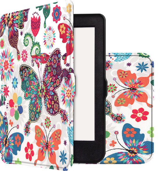 Hoes Geschikt voor Kobo Nia Hoesje Bookcase Cover Book Case Hoes Sleepcover - Vlinders van SmartCase