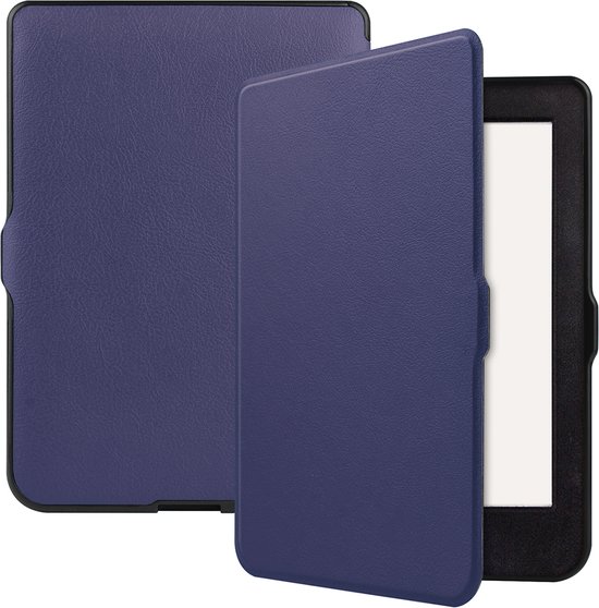 Hoes Geschikt voor Kobo Nia Hoesje Bookcase Cover Hoes - Hoesje Geschikt voor Kobo Nia Hoes Cover Case - Donkerblauw van Merkloos