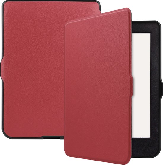 Hoes Geschikt voor Kobo Nia Hoesje Bookcase Cover Hoes - Hoesje Geschikt voor Kobo Nia Hoes Cover Case - Donkerrood van Merkloos
