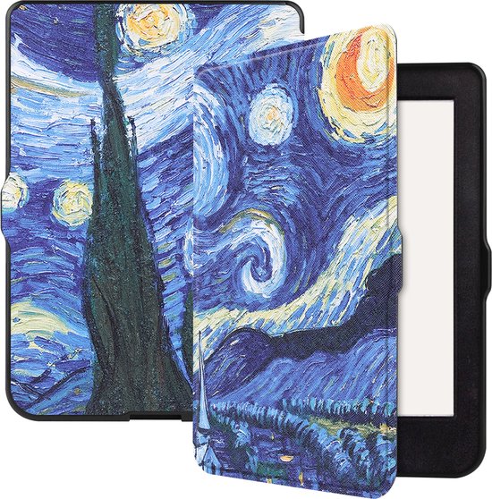 Hoes Geschikt voor Kobo Nia Hoesje Bookcase Cover Hoes - Hoesje Geschikt voor Kobo Nia Hoes Cover Case - Sterrenhemel van MMOBIEL