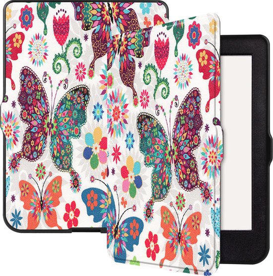 Hoes Geschikt voor Kobo Nia Hoesje Bookcase Cover Hoes - Hoesje Geschikt voor Kobo Nia Hoes Cover Case - Vlinders van MMOBIEL