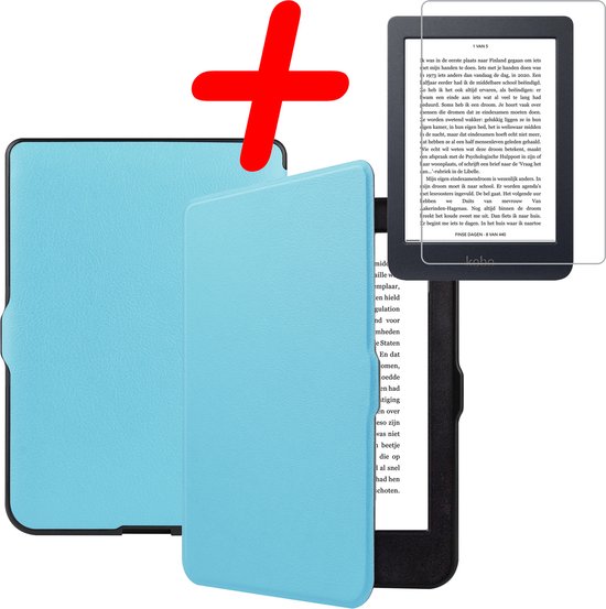 Hoes Geschikt voor Kobo Nia Hoesje Bookcase Cover Hoes Met Screenprotector - Hoesje Geschikt voor Kobo Nia Hoes Cover Case - Lichtblauw van MMOBIEL