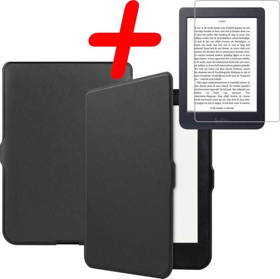 Hoes Geschikt voor Kobo Nia Hoesje Bookcase Cover Hoes Met Screenprotector - Hoesje Geschikt voor Kobo Nia Hoes Cover Case - Zwart van Foncase