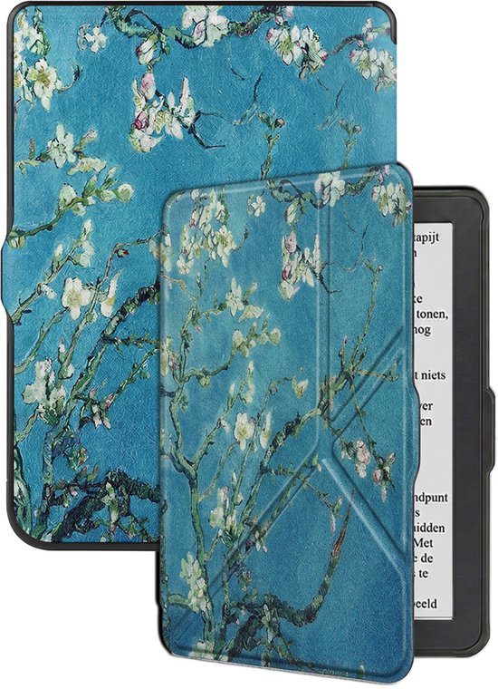 Hoes Geschikt voor Kobo Nia Hoesje Bookcase Cover Hoes Trifold - Hoesje Geschikt voor Kobo Nia Hoes Cover Case - Bloesem