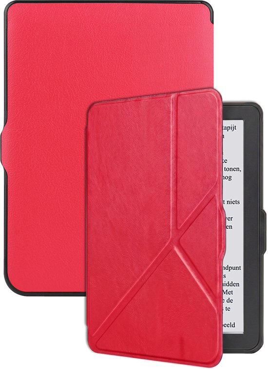 Hoes Geschikt voor Kobo Nia Hoesje Bookcase Cover Hoes Trifold - Hoesje Geschikt voor Kobo Nia Hoes Cover Case - Rood