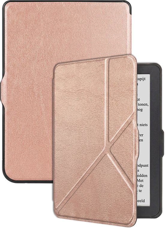 Hoes Geschikt voor Kobo Nia Hoesje Bookcase Cover Hoes Trifold - Hoesje Geschikt voor Kobo Nia Hoes Cover Case - Rosé Goud