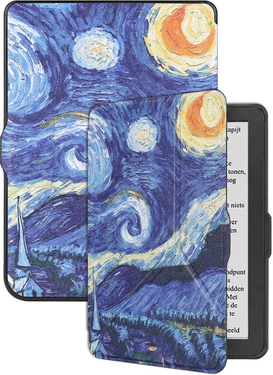 Hoes Geschikt voor Kobo Nia Hoesje Bookcase Cover Hoes Trifold - Hoesje Geschikt voor Kobo Nia Hoes Cover Case - Sterrenhemel