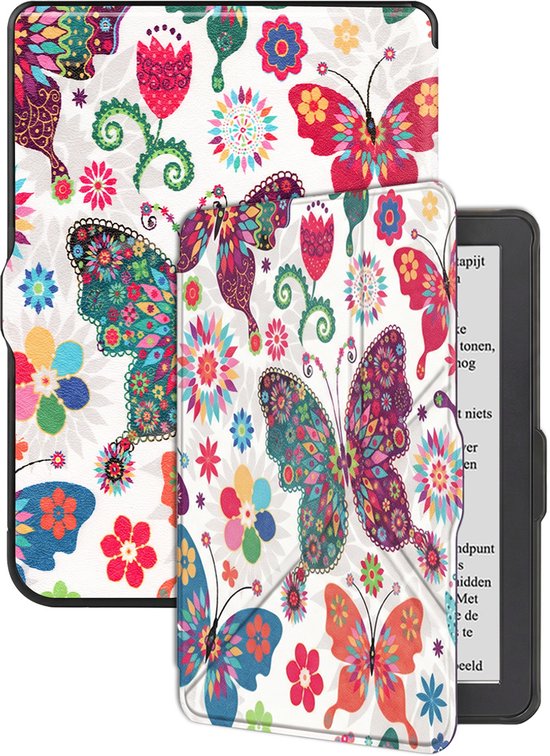 Hoes Geschikt voor Kobo Nia Hoesje Bookcase Cover Hoes Trifold - Hoesje Geschikt voor Kobo Nia Hoes Cover Case - Vlinders