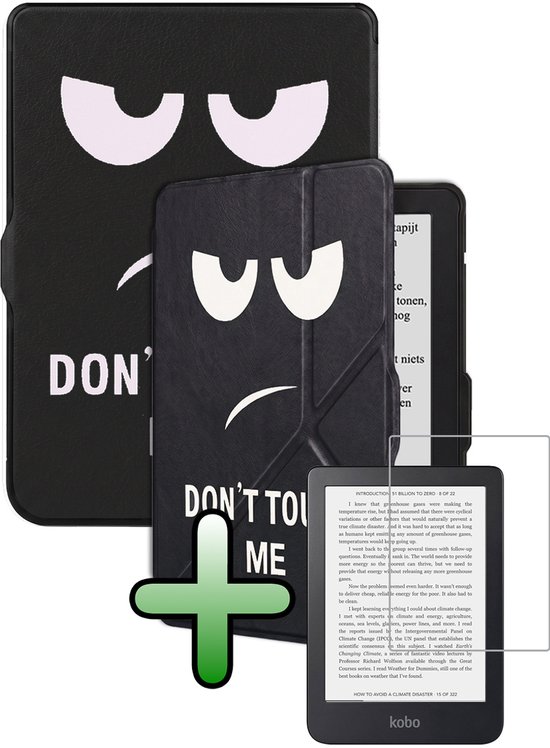 Hoes Geschikt voor Kobo Nia Hoesje Bookcase Cover Hoes Trifold Met Screenprotector - Hoesje Geschikt voor Kobo Nia Hoes Cover Case - Don't Touch Me