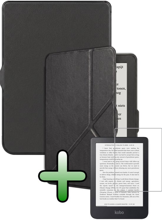 Hoes Geschikt voor Kobo Nia Hoesje Bookcase Cover Hoes Trifold Met Screenprotector - Hoesje Geschikt voor Kobo Nia Hoes Cover Case - Zwart