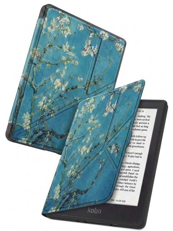 Hoes Geschikt voor Kobo Nia - Luxe E-reader Trifold Case - Bescherm Hoesje Book Cover - Bloesem