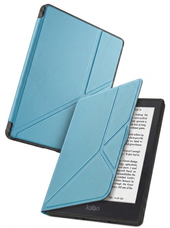 Hoes Geschikt voor Kobo Nia - Luxe E-reader Trifold Case - Bescherm Hoesje Book Cover - Lichtblauw