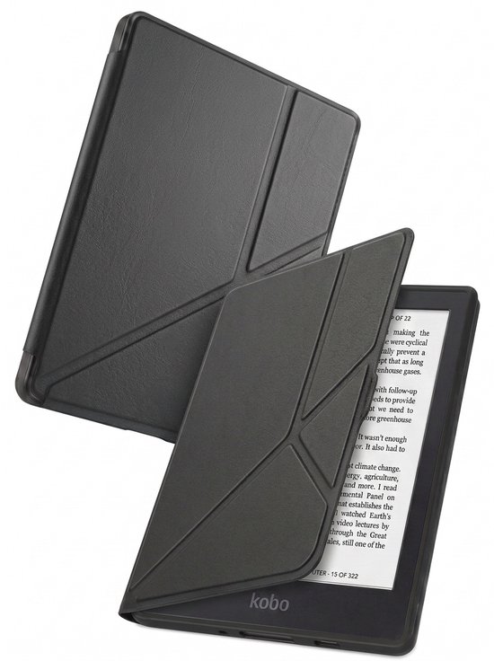 Hoes Geschikt voor Kobo Nia - Luxe E-reader Trifold Case - Bescherm Hoesje Book Cover - Zwart