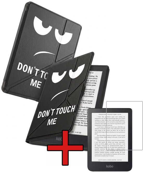 Hoes Geschikt voor Kobo Nia - Met Screenprotector - Luxe E-reader Trifold Case - Bescherm Hoesje Book Cover - Don't Touch Me