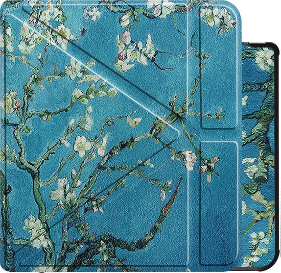 Hoes Geschikt voor Kobo Sage Hoesje Bookcase Cover Book Case Hoes Sleepcover Trifold - Bloesem van Azazaqlx