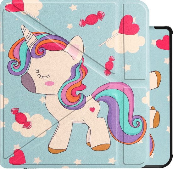 Hoes Geschikt voor Kobo Sage Hoesje Bookcase Cover Book Case Hoes Sleepcover Trifold - Eenhoorn van Eposolar