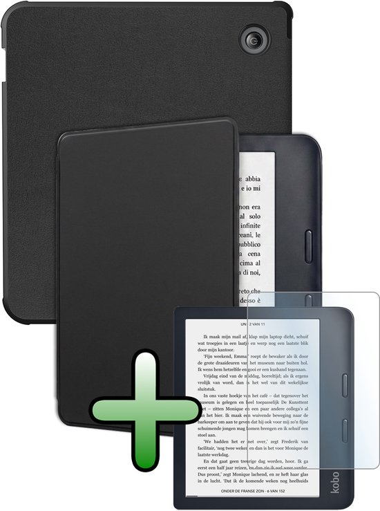 Hoes Geschikt voor Kobo Sage Hoesje Bookcase Cover Hoes Met Screenprotector - Hoesje Geschikt voor Kobo Sage Hoes Cover Case - Zwart
